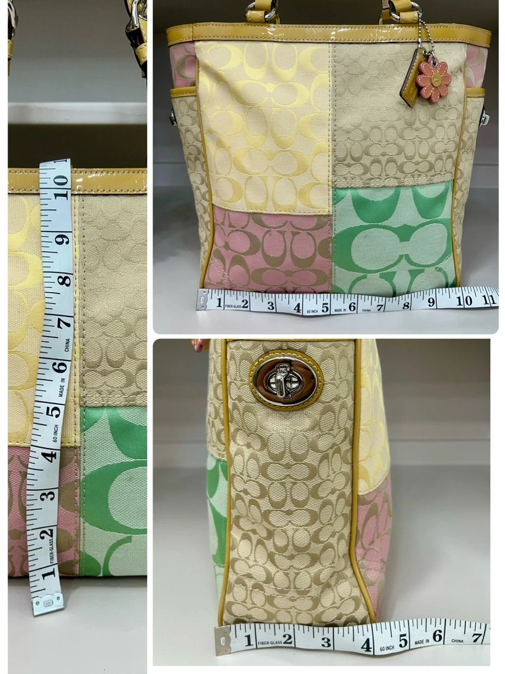 Coach Spring Y2K Signature Pastel Patchwork Turnlock Gallery Tote Shoulder Bag